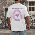 Boston Terrier Mama Cute Rainbow Paw Heart Shape Men's Back Print T-Shirt, funny design