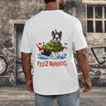 Boston Terrier Merry Christmas Tree Lights Dog X-Mas Dogs Men's Back Print T-Shirt, funny design