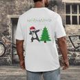 Boston Terrier Santa Hat Dabbing Around The Christmas Tree Men's Back Print T-Shirt, funny design