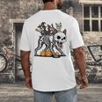 Boston Terrier Skeleton Mummy Witch Halloween Men's Back Print T-Shirt, funny design