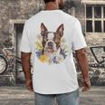 Floral Boston Terrier Men's Back Print T-Shirt, funny design