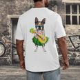 Hawaiian Boston Terrier Dog Pineapple Ukulele Summer For Men Women Girls Kids Men's Back Print T-Shirt, funny design