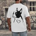 I Love My Boston Terrier Dog With Heart Men's Back Print T-Shirt, funny design