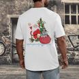 Santa Ugly Christmas Tree Lights Boston Terrier Dog Lover Men's Back Print T-Shirt, funny design