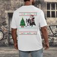 Xmas Tree Lighting Santa Riding Boston Terrier Christmas Men's Back Print T-Shirt, funny design