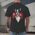 Boston Terrier Boxing Men's Back Print T-Shirt, gift for family, gift for coworker