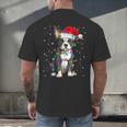 Boston Terrier Christmas Santa Hat Tree Lights Pajama Men's Back Print T-Shirt, gift for family, gift for coworker