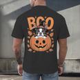 Boston Terrier Costume On Pumpkin Halloween Boston Terrier Men's Back Print T-Shirt, gift for family, gift for coworker