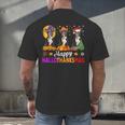 Boston Terrier Dog Halloween Christmas Hallothanksmas Men Women Kids Men's Back Print T-Shirt, gift for family, gift for coworker