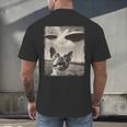 Boston Terrier Dog UFO Alien Extraterrestrial Selfie Men's Back Print T-Shirt, gift for family, gift for coworker