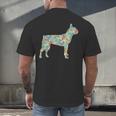 Boston Terrier Flower Silhouette Floral Dog Men Women Girls Kids Men's Back Print T-Shirt, gift for family, gift for coworker