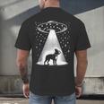 Boston Terrier Mom Dad Dog Alien UFO Men's Back Print T-Shirt, gift for family, gift for coworker