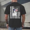 Boston Terrier Papa Cool Dog Lover USA American Flag Men Women Men's Back Print T-Shirt, gift for family, gift for coworker