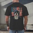 Boston Terrier Patriotic 4th Of July USA American Flag Men's Back Print T-Shirt, gift for family, gift for coworker