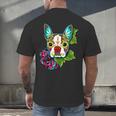 Boston Terrier In Red Day Of The Dead Sugar Skull Dog Men's Back Print T-Shirt, gift for family, gift for coworker