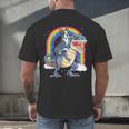 Boston Terrier Riding Dinosaur T-Rex Boys Kids Rainbow Men's Back Print T-Shirt, gift for family, gift for coworker