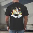 Boston Terrier Riding Unicorn Boys Girls Kids Rainbow Men's Back Print T-Shirt, gift for family, gift for coworker