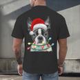 Boston Terrier Santa Christmas Tree Lights Xmas Boys Men Dog Men's Back Print T-Shirt, gift for family, gift for coworker