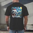 Boston Terrier Santa Starry Night Van Gogh Christmas Dog Men Women Kids Men's Back Print T-Shirt, gift for family, gift for coworker