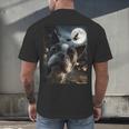 Boston Terrier Selfie Full Moon Flying Witch Halloween Dog Men's Back Print T-Shirt, gift for family, gift for coworker
