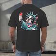 Boston Terrier Selfie Statue Of Liberty 4th Of July American Men's Back Print T-Shirt, gift for family, gift for coworker