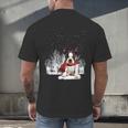 Boston Terrier In The Snow Merry Christmas Winter Men's Back Print T-Shirt, gift for family, gift for coworker