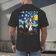 Boston Terrier Starry Night Van Gogh Art Men's Back Print T-Shirt, gift for family, gift for coworker
