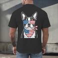Boston Terrier USA Flag Sunglasses Patriotic 4th Of July Men's Back Print T-Shirt, gift for family, gift for coworker