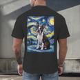 Boston Terrier Van Gogh Starry Night Men's Back Print T-Shirt, gift for family, gift for coworker