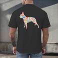 Boston Terrier Watercolor Flowers Men's Back Print T-Shirt, gift for family, gift for coworker