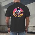 Boston Terrier Wearing A Cowboy Hat On T-Rex Men's Back Print T-Shirt, gift for family, gift for coworker