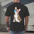 Brindle Boston Terrier Dog Patriotic Shirt USA Flag Men's Back Print T-Shirt, gift for family, gift for coworker