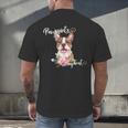 Brown Boston Terrier With Flowers And Feathers Men's Back Print T-Shirt, gift for family, gift for coworker