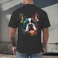 Cute Boston Terrier Puppy Dog Art Lover Unique Painting For Men Women Kids Men's Back Print T-Shirt, gift for family, gift for coworker