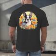 Cute Boston Terrier Spring Flower Garden Colorful Puppy Dog Men's Back Print T-Shirt, gift for family, gift for coworker