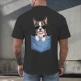 Cute Pocket Boston Terrier Lover Dog Mom Men's Back Print T-Shirt, gift for family, gift for coworker
