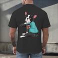 Father's Day Gift Dog Dad Boston Terrier i Love Dad Tattoo Men's Back Print T-Shirt, gift for family, gift for coworker