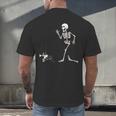 Halloween Boston Terrier And Skeleton Men's Back Print T-Shirt, gift for family, gift for coworker