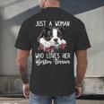 Just a Woman Who Loves Her Boston Terrier Cute Dog Mom Men's Back Print T-Shirt, gift for family, gift for coworker