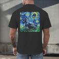 Scottish Terrier Starry Night Scotty Dog Art By Aja Men's Back Print T-Shirt, gift for family, gift for coworker