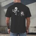 Skeleton Chasing Dog Boston Terrier Halloween Pet Lover Men's Back Print T-Shirt, gift for family, gift for coworker