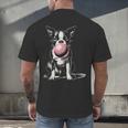 Vintage Boston Terrier Blowing Bubble Gum American Gentleman Men's Back Print T-Shirt, gift for family, gift for coworker