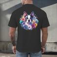 Watercolor Floral Boston Terrier Mama Dog Lover Mother's Day Men's Back Print T-Shirt, gift for family, gift for coworker