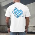 Bavarian Flag As Heart Blue Diamond Bavaria Men's Back Print T-Shirt, gift for family, gift for coworker