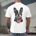 Boston Terrier American Flag Men's Back Print T-Shirt, gift for family, gift for coworker