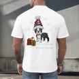 Boston Terrier Christmas T Shirt-Life Is Merrier Premium Tri-Blend Men's Back Print T-Shirt, gift for family, gift for coworker