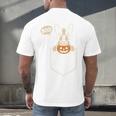 Boston Terrier Halloween Cute Bostie Dog Pocket Boo Men's Back Print T-Shirt, gift for family, gift for coworker