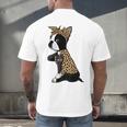 Boston Terrier Lover I Love Mom Tattoo Leopard Men's Back Print T-Shirt, gift for family, gift for coworker