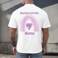 Boston Terrier Mama Cute Rainbow Paw Heart Shape Men's Back Print T-Shirt, gift for family, gift for coworker