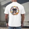 Boston Terrier Mom Floral Bostie Dog Lover Flowers Cute Men's Back Print T-Shirt, gift for family, gift for coworker